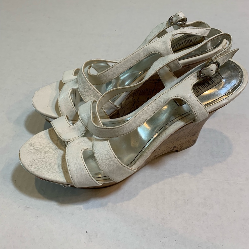 🎀⚡️White Leather Cork Wedges⚡️🎀